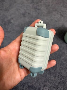 Mini Luggage Silicone Phone Accessory - Light Gray & Blue